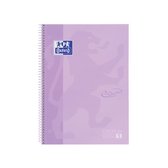 Oxford School Europeanbook - notitieboek - gekleurde rand - A4+ - ruit 5mm - 80 vel - 4 gaats - hardcover - pastel paars