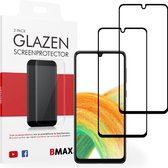 BMAX Screenprotector geschikt voor Samsung Galaxy A33 - 2-pack - Gehard glas - Full Cover - Tempered glas - Samsung screenprotectors 2 stuks - Telefoonglaasje - Beschermglas - Glasplaatje - Screensaver - Screen protector - Case friendly - Zwart