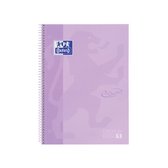 Oxford École Europeanbook - carnet - bordure colorée - A4+ - ligne - 80 feuilles - 4 trous - couverture rigide - violet pastel