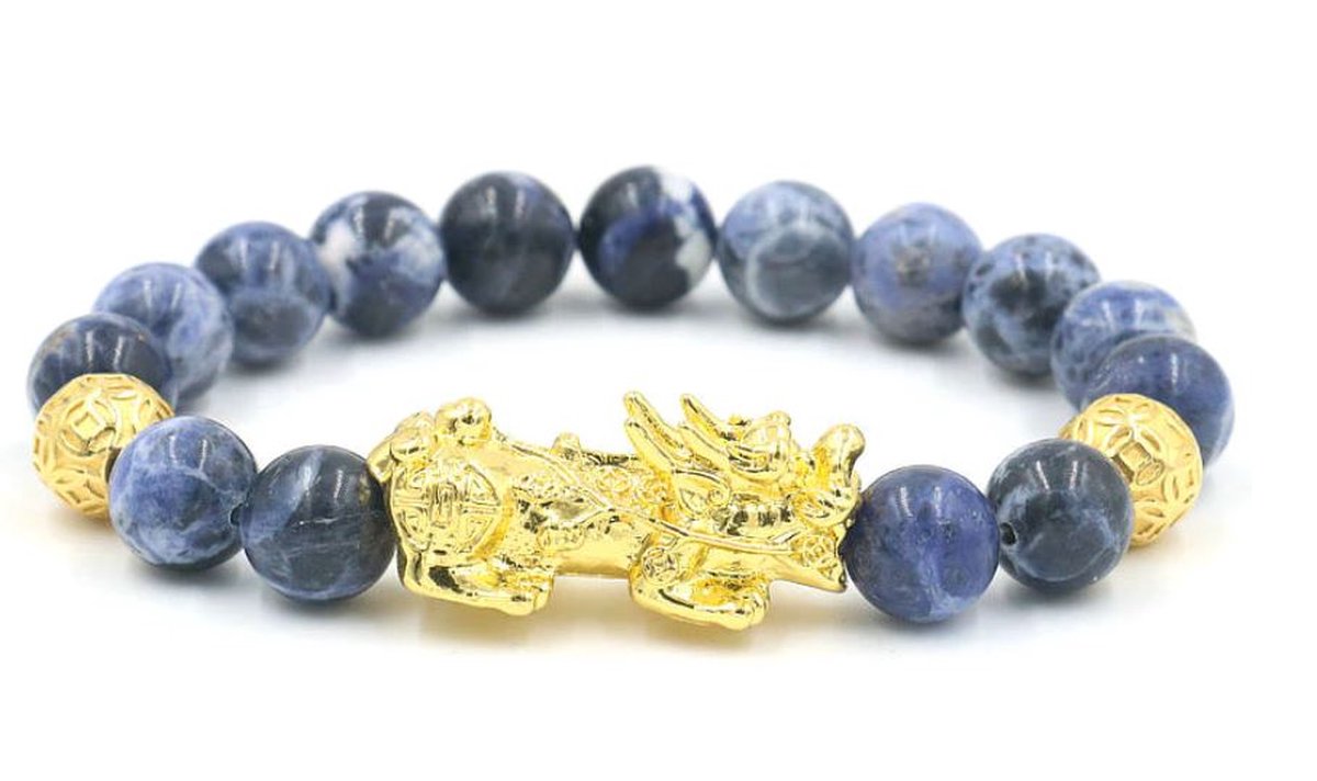 Feng Shui armband - geluksbrenger - geluksarmband - geluk - 21 cm Blauw Agaat - 1 stuks