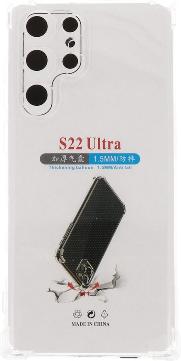 Hoesje 2.0mm Dikke Siliconen Back Cover schokbestendig Transparant geschikt voor Samsung Galaxy S22 Ultra