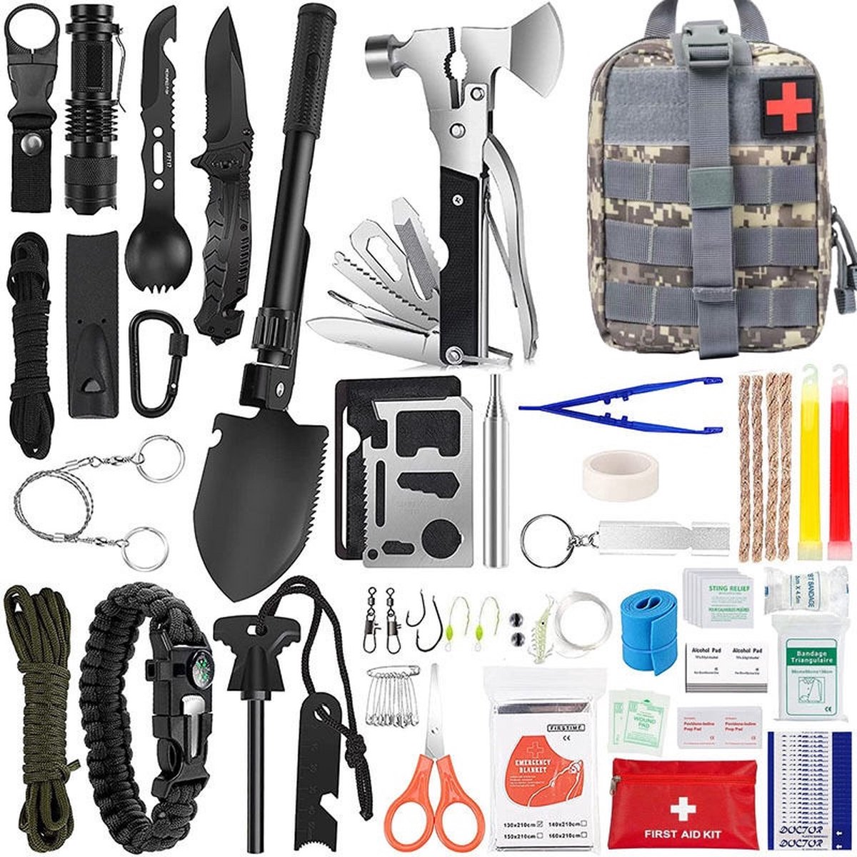 Kit de Survie Multifonctionnel Trousse d'Urgence pour extérieur avec 18  outils/ Kit de survie/Accessoire de voyage/kit de voyage