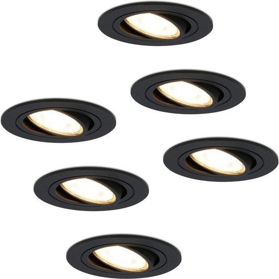 Auroch prinses schouder 6x dimbare Miro dimbare LED inbouwspots - Kantelbare spotjes - 2700K - Mat  zwart... | bol.com