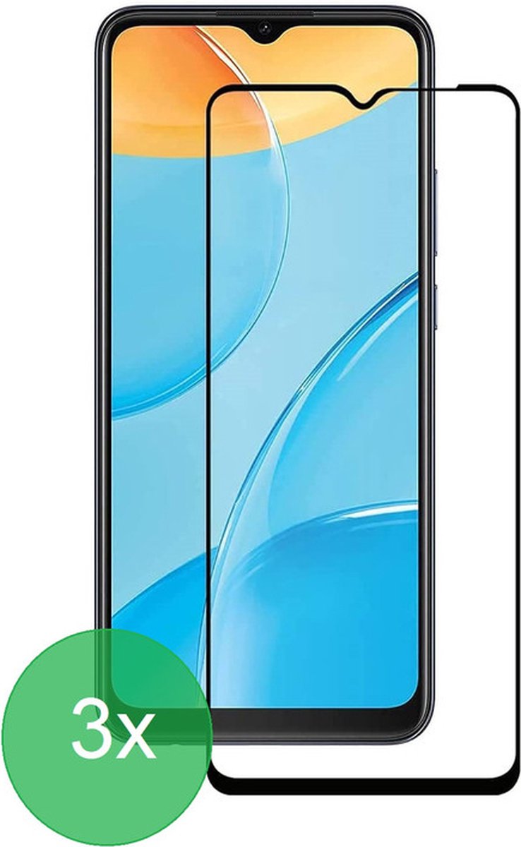 Geschikt Voor: Oppo A5 2020 / A9 2020 / A15 / A15s Full Screenprotector 3x - screen protector - volledige glas - bescherming - beschermglas - ZT Accessoires