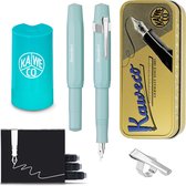 Kaweco - Cadeauset - (5delig) - Vulpen Sport Skyline Mint Fountain Pen - Fine - Oktogonal Clip Chrome -  Patronen houder TURKOISE - Vullingen