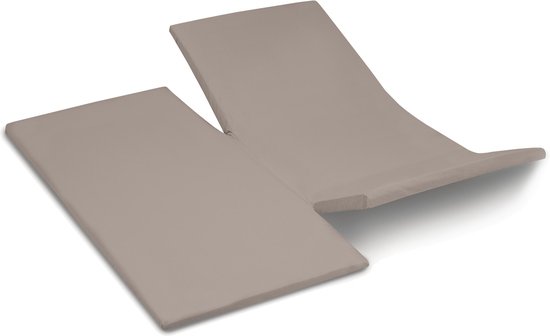 Cinderella Sundays - Topper Hoeslaken met dubbele split (tot 15 cm) - Satijn - 180x200 cm - Taupe