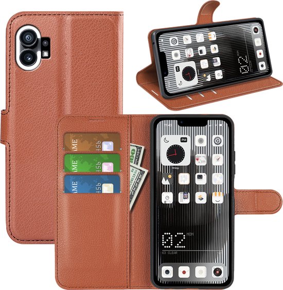 Nothing Phone 1 Case - MobyDefend Leatherette Wallet Book Case (Fermeture Avant) - Marron - Étui pour téléphone portable - Étui pour téléphone Ce produit est compatible avec: Nothing Phone (1)