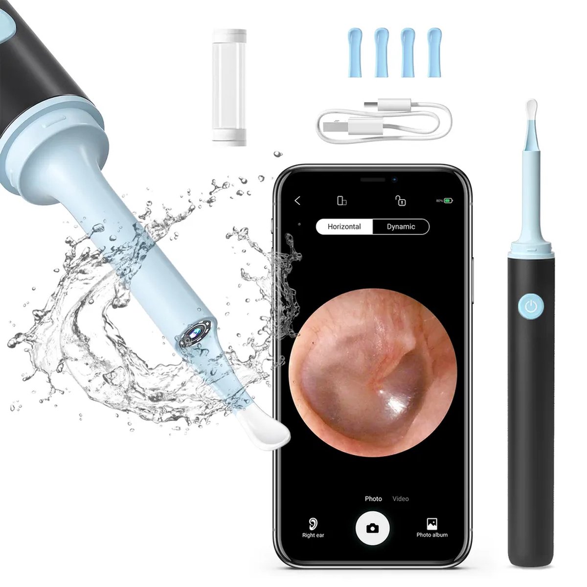 Goedkoopste Earclean - Oorsmeer Verwijderaar - met Camera Otoscoop - Wit