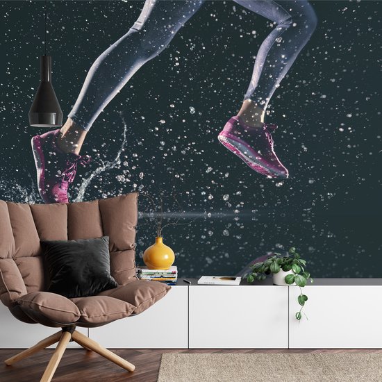 Fotobehang Sprinter Loopt In De Regen 3D | bol.com