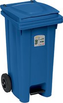 Afvalcontainer - 120L - Blauw - Kliko - Conteneur à roulettes - Pédale - Roues