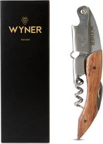 WYNER WY22 - Couteau de serveur - Couteau de sommelier - Tire-bouchon - Ouvre-bouteille - Ouvre-bouteille de vin - Ouvre-bouteille de bière - Accessoires de cuisine - Bois - Coffret cadeau - Cadeau