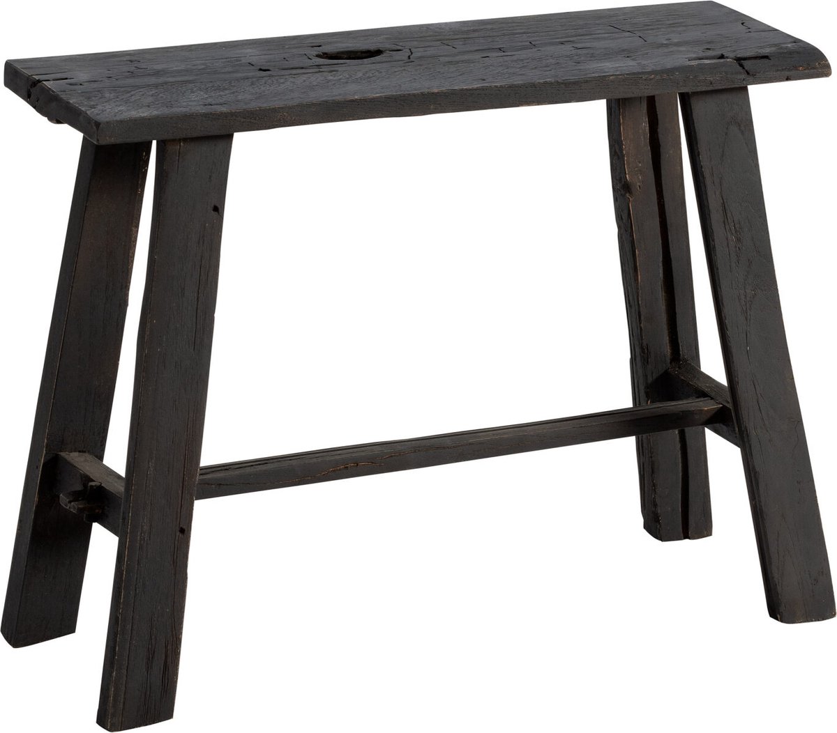 Kruk Teak 60cm Zwart | Handgemaakt Bankje uit Gerecycled Hout Indonesië