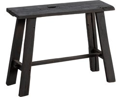 Kruk Teak 60cm Zwart | Handgemaakt Bankje uit Gerecycled Hout Indonesië