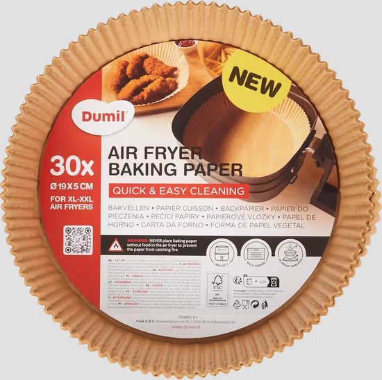 Papier cuisson Dumil Airfryer - Plateaux jetables pour friteuse à air chaud  30 pièces