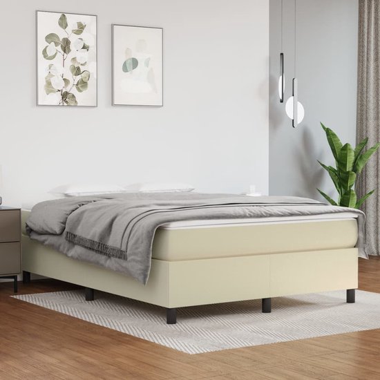 The Living Store Boxspringframe - Crème - 203x140 cm - Kunstleer en multiplex