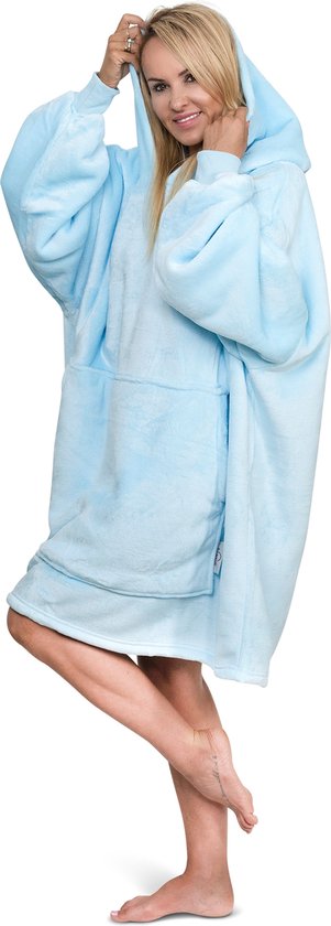 Smileify® Hoodie Deken Pro Max - Extra Lang & Dik - Snuggie - Fleece Deken met Mouwen - Plaid - Hoodie Blanket - Licht Blauw - Smileify