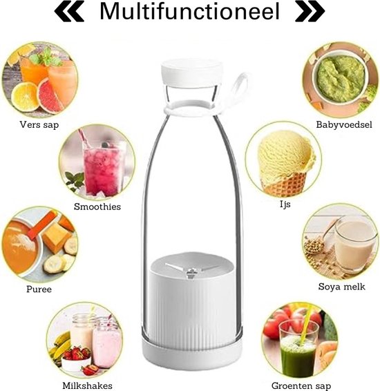 Mini Blend Smoothie Maker to go Trinkbecher,500ml Tragbarer Mixer Juicer Elektrischer Saftmixer mit 12 Edelstahlklingen Standmixer,USB Wiederaufladbarer Blender Smoothie Makers für Saft Maker (Grün