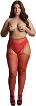 Shots - Le Désir Jarretel Panty met Strass - Plus Size red OSX