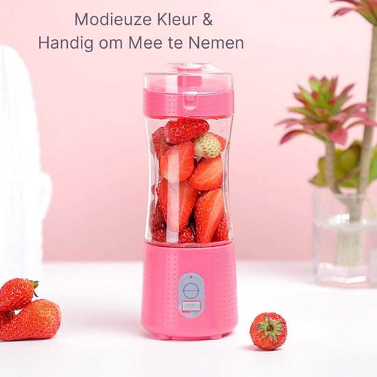 DAKANNA® - Blender Smoothie - Blender to Go Reizen- Portable Blender Roze - Cadeau - LED Verlichting Startknop - Duurzaam - IJsbreker - 400ML van DAKANNA — afbeelding 3