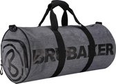BRUBAKER Unisex Duffel Bag sporttas 27 L - waterafstotend - schoenenvak + nat vak + afneembare schouderriem - 54 cm x 25 cm Ø - antraciet grijs melange/zwart