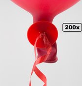 200x Automatische snelsluiters met lint Rood - Festival thema feest ballonnen ballon knoopje ballon sluiter