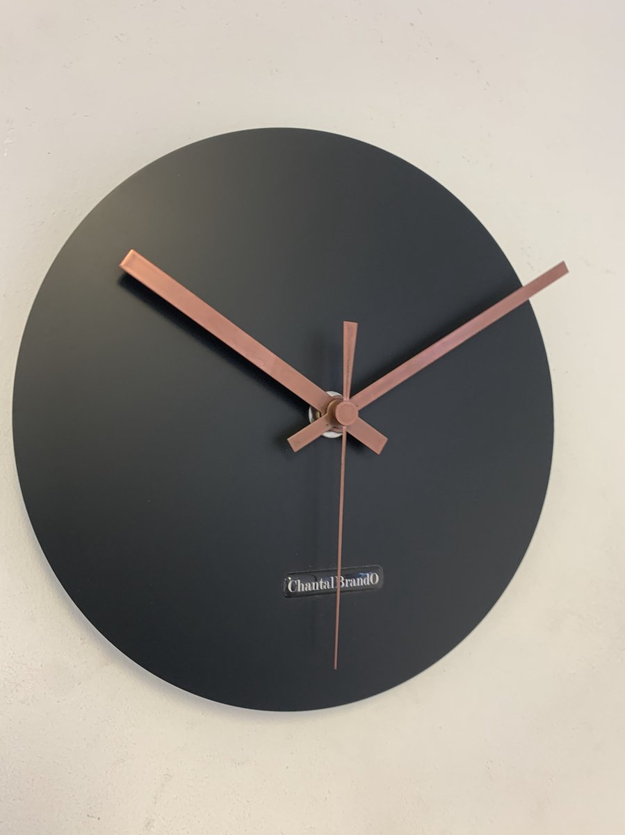 Wandklok CHANTALBRANDO -- ARGOS 24 BLACK - ZWART -- MODERN DESIGN -- MADE IN HOLLAND
