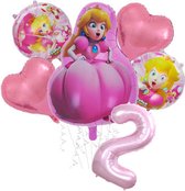 Super Mario Prinses Peach set - 73x52cm - Folie Ballon - princess peach - Themafeest - 2 jaar - Verjaardag - Ballonnen - Versiering - Helium ballon