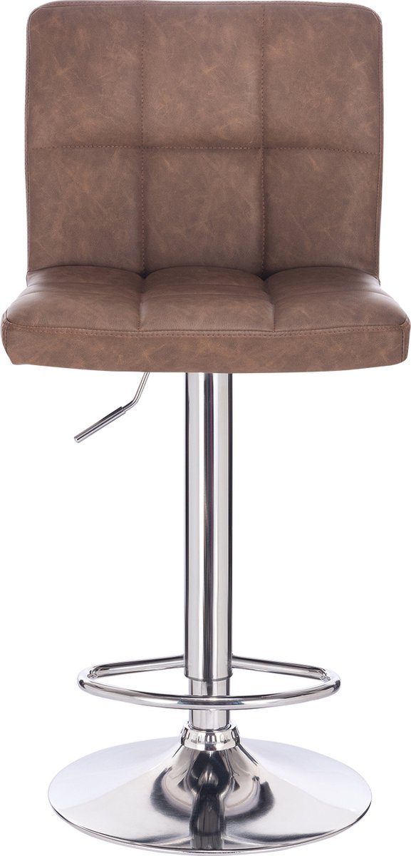 Dripio Barkruk Buddy - Met hoge rugleuning - Barstoelen ergonomisch - Zithoogte 60-82cm - Bruin - Set van 1 - Keuken en bar