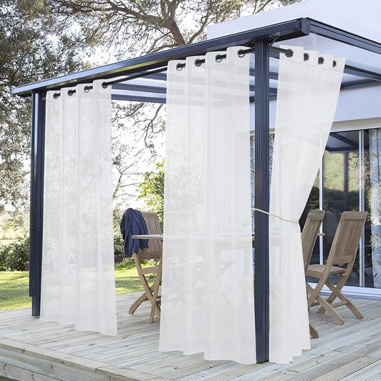 Rideau d'extérieur imperméable 2 pièces blanc transparent rideaux de  terrasse avec... | bol