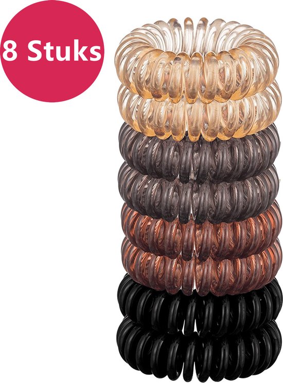 LIXIN Spiral Hair Bows - 8 Pièces - Zwart - Marron - Ambre - Grijs - Câble téléphonique Hair Bow - Couleurs Trendy - Colored Hair Bow - Accessoires pour cheveux pour cheveux - Filles - Femmes