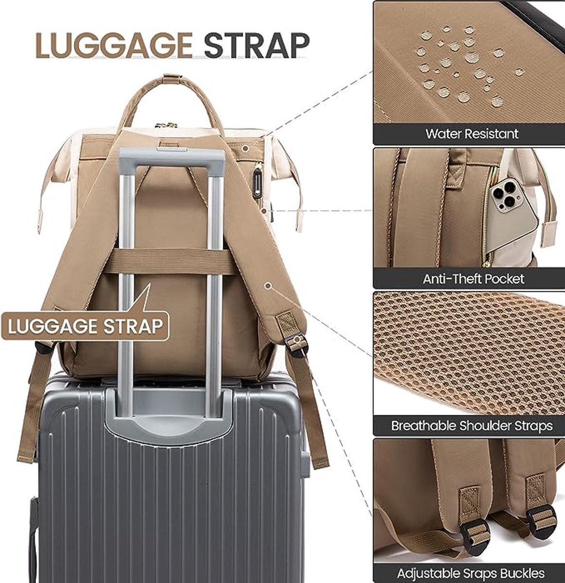 LOVEVOOK Sac à Dos Cabine Grand 42L, Sac Voyage Cabine Expansible, Bagage à  Main, Sacs à Dos pour Ordinateur portable 15.6,17 Pouces Imperméable, Sac à  Dos Femme Homme pour Affaires Travail 