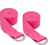 Relaxdays yogariem - set van 2 - weerstandsbanden - 250 cm - yoga band met gesp - katoen - roze