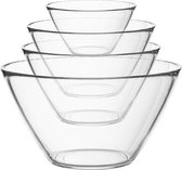 Bormioli Rocco 4 pcs Basic set de bols mélangeurs de cuisine en verre - bols pour la préparation et le service - 4 tailles