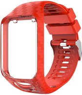 Carbon Look Bandje Rood voor TomTom Smartwatch – Horlogeband voor Spark 2 3 Runner 2 3 – Red