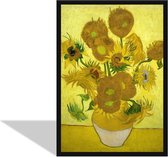 Vincent van Gogh poster - Ingelijste poster - Zonnebloemen - Kunst - Houten lijst - 50 x 70 cm