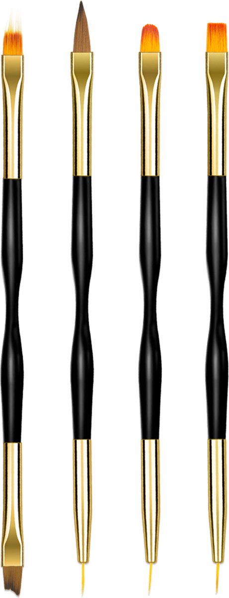 Nail Art Penselen – nail art set van 4x dubbelzijdige nagel penseel