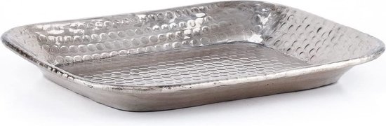 dienblad, rechthoekig, van aluminium, 21 cm groot, Lesha zilver, Scandinavisch design, decoratie