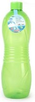Plasticforte Drinkfles/waterfles/bidon - 1500 ml - transparant/groen - kunststof