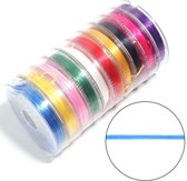 10 rolletjes elastische nylondraad multicolor