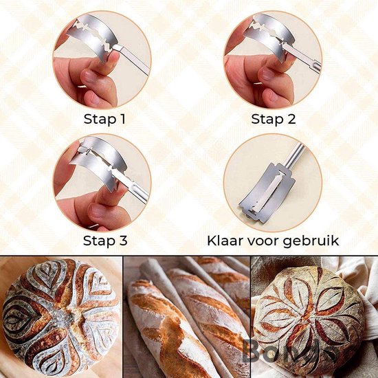 Bondoo Deegmesje - Lame - Lame mes - bakliefhebber - deegmes - 10 mesjes met bewaarmapje - Eikenhout