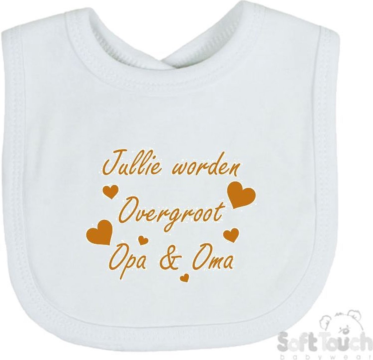 Goedkoopste Soft Touch Slabber Jullie worden overgroot opa & oma Unisex Katoen Wit/tan Maat 33x22 Cm Zwangerschap aankondigen - Bekendmaking zwangerschap - Zwangerschapsaankondiging