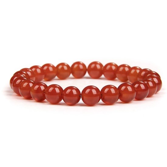 Bracelets de perles Gems Bracelet de pierres précieuses d'agate rouge - Bracelet de perles de pierres précieuses polies - Cadeau pour la Saint-Valentin - Cadeau pour Cheveux