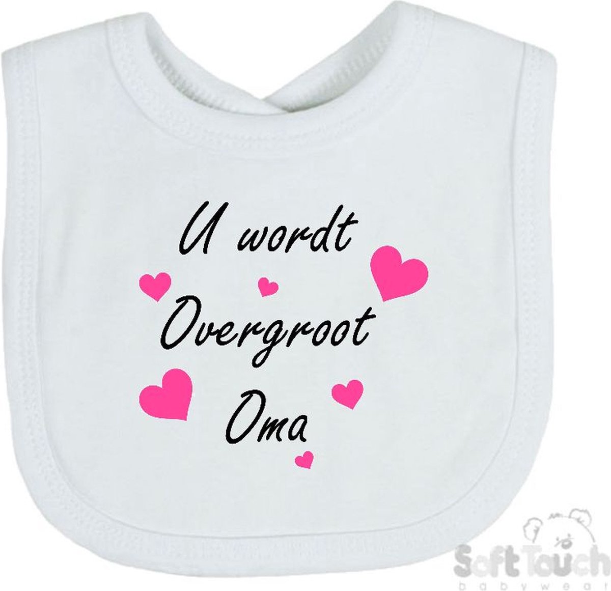Goedkoopste Soft Touch Slabber U wordt overgroot oma Unisex Katoen Wit/zwart/roze Maat 33x22 Cm Zwangerschap aankondigen - Bekendmaking zwangerschap - Zwangerschapsaankondiging
