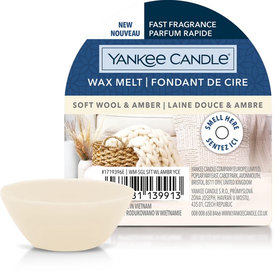 Yankee Candle Wax Melt Soft Wool & Amber 4 stuks