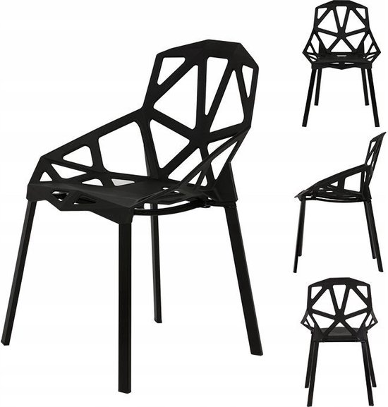 buybyroom Eetkamerstoel, set van 4 eetkamerstoelen met rugleuning, metalen poten, woonkamerstoel, wit