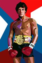Rocky Balboa Poster | Sylvester Stallone Poster | Rocky Balboa Pop Art | Filmposter | Pop Poster | Wanddecoratie | Muurposter | 51x71cm | Geschikt om in te lijsten
