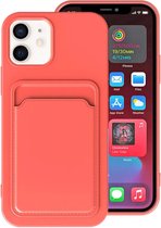 Smartphonica iPhone 11 siliconen hoesje met pashouder - Roze Rood / Back Cover geschikt voor Apple iPhone 11