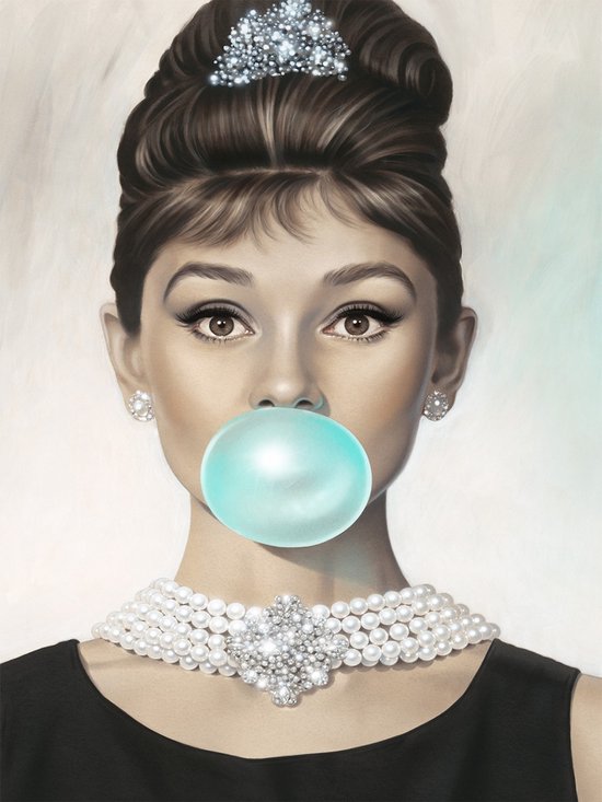 Audrey Hepburn- BubbleGum Collection- Kristal Helder Galerie kwaliteit Plexiglas 5mm. - Blind Aluminium Ophang-frame - Luxe wanddecoratie - Fotokunst - professioneel verpakt en gratis bezorgd