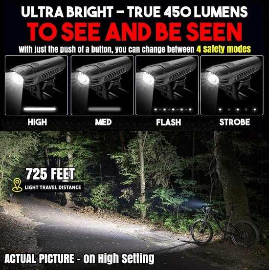 Venneweide Fietslamp LED fietslicht fietsverlichting set usb oplaadbaar voorlicht achterlicht — afbeelding 3