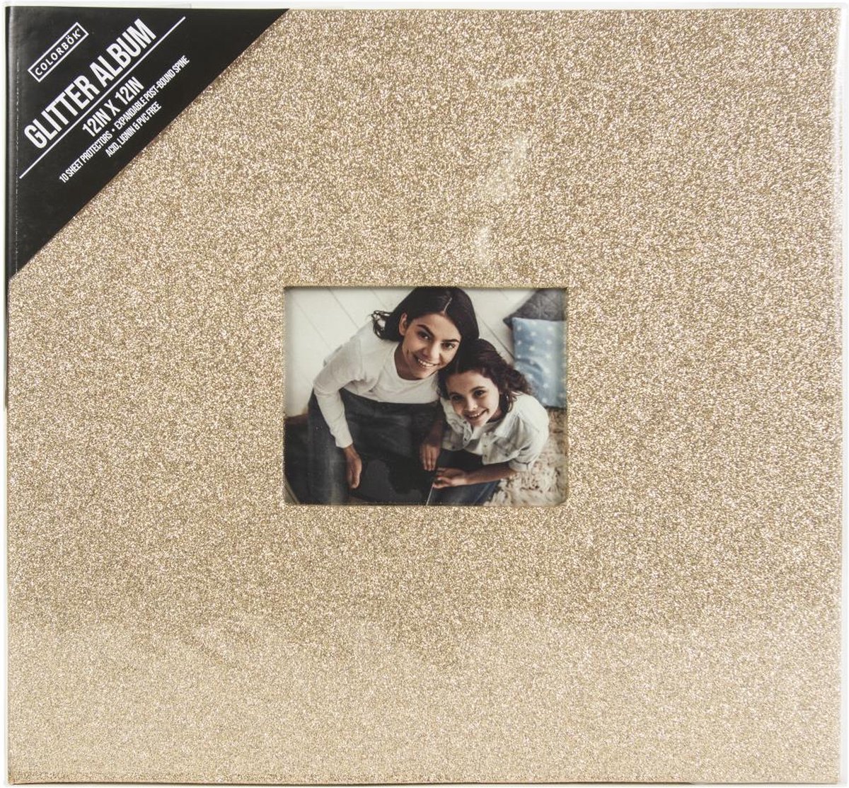 Colorbok - Solid Glitter Gold Scrapbook Post Bound 12"x12" (74574PDQ)